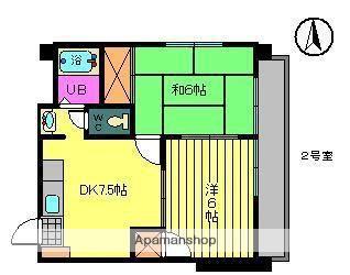 プリムローズ酒井(2DK/4階)の間取り写真