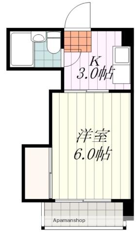 ブランノワール三番町(1K/2階)の間取り写真