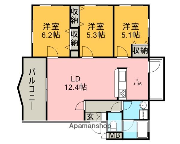 ブライムグッドウェイブⅤ(3LDK/3階)の間取り写真