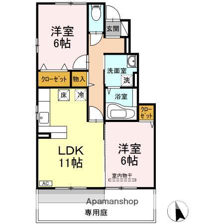 ルーチェ・デルソーレ(2LDK/1階)の間取り写真