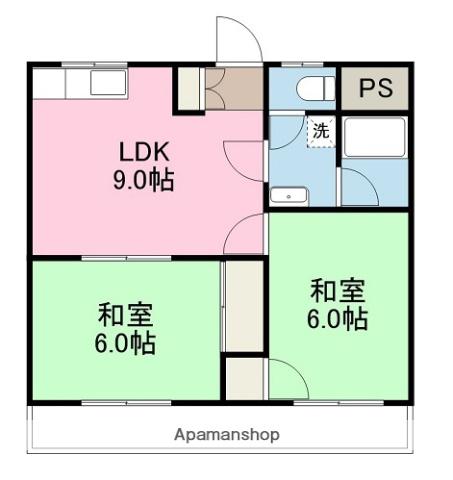 大西ビル(2DK/4階)の間取り写真