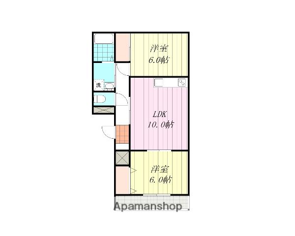 ハイザ西長戸(2LDK/2階)の間取り写真