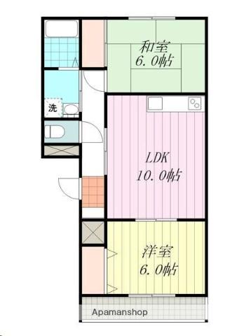 ハイザ西長戸(2LDK/2階)の間取り写真