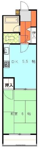 メゾンミヤザキ山越(1DK/2階)の間取り写真