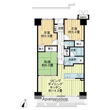 サーパス祝谷(3LDK/2階)の間取り写真