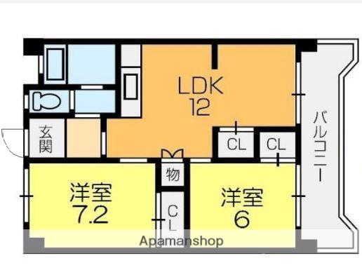 ニック石手(2LDK/2階)の間取り写真