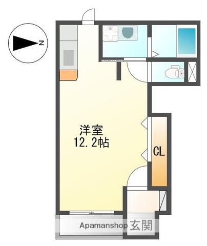 グランディールN(ワンルーム/1階)の間取り写真