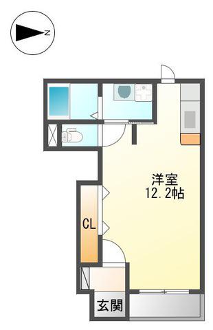 グランディールN(1K/1階)の間取り写真
