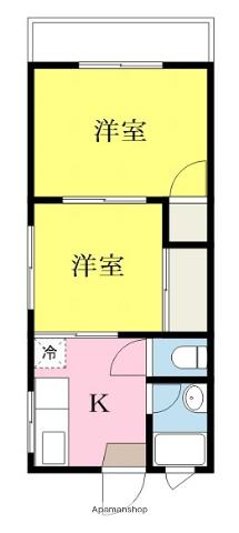 小道マンション(2DK/4階)の間取り写真