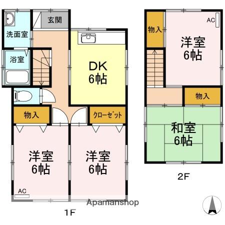 伊予鉄道郡中線 土居田駅 徒歩5分 2階建 築42年(4DK)の間取り写真