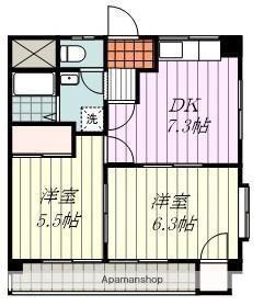 メモリーハイツ久万ノ台(2DK/3階)の間取り写真