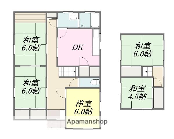 愛媛県松山市 2階建 築57年(5DK)の間取り写真