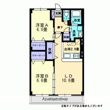 フォブール竹原(2LDK/4階)の間取り写真