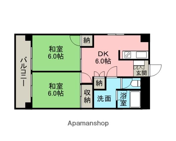 コーポ王赤(2DK/3階)の間取り写真