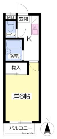 とまとⅡ(1K/2階)の間取り写真