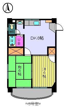 メニティー束本(2DK/4階)の間取り写真