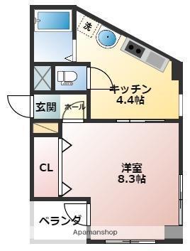 リューレント雄郡(1K/2階)の間取り写真