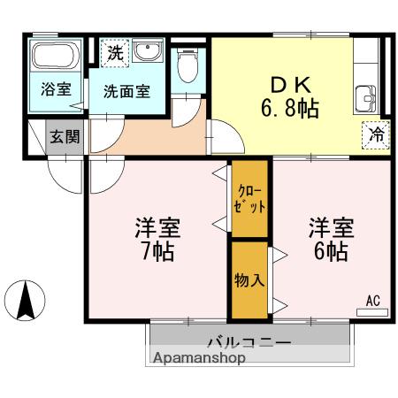 セジュール永木Ⅱ(2DK/2階)の間取り写真