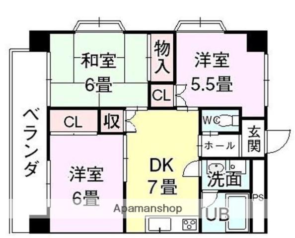 第7ゴトービル(3DK/4階)の間取り写真