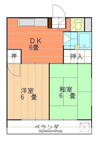 レモンハイツ駅前(2DK/3階)の間取り写真