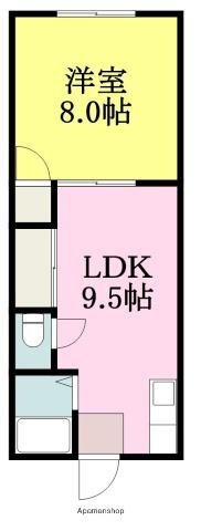 清水荘(1LDK/2階)の間取り写真