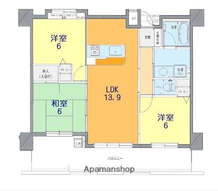 ダイアパレス若草町弐番館(3LDK/11階)の間取り写真