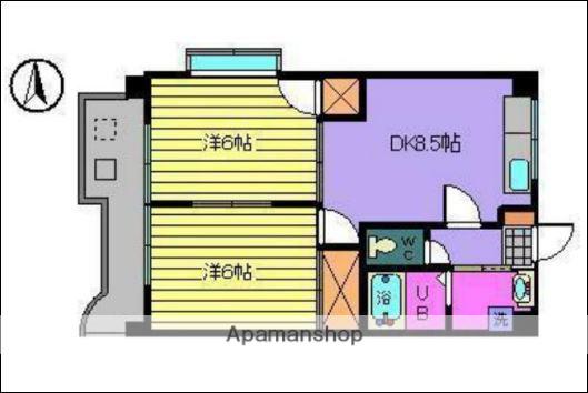 サザンコートⅤ(2DK/2階)の間取り写真