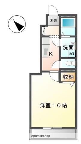 グローリーアース(1K/1階)の間取り写真