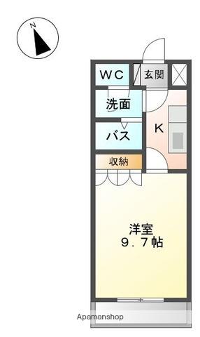 プランドール・カネキB棟(1K/1階)の間取り写真