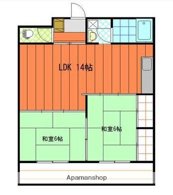 山本屋ビル(2LDK/4階)の間取り写真