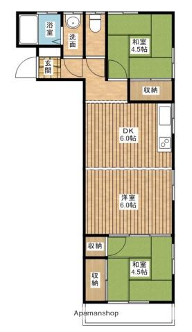 松友第一ビル(3DK/4階)の間取り写真