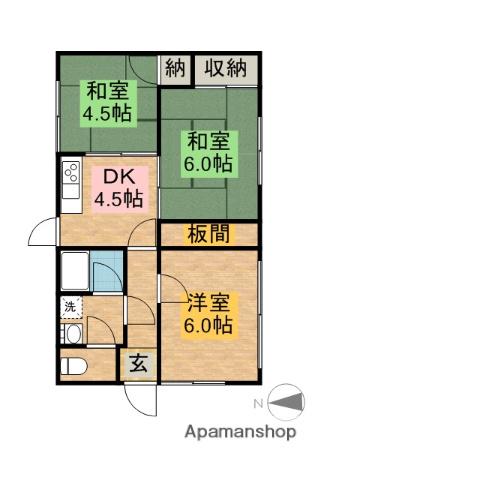 伊予鉄道郡中線 土居田駅 徒歩14分 1階建 築44年(3DK)の間取り写真