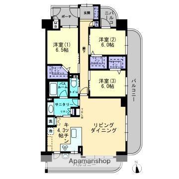 アルファガーデン持田(3LDK/6階)の間取り写真