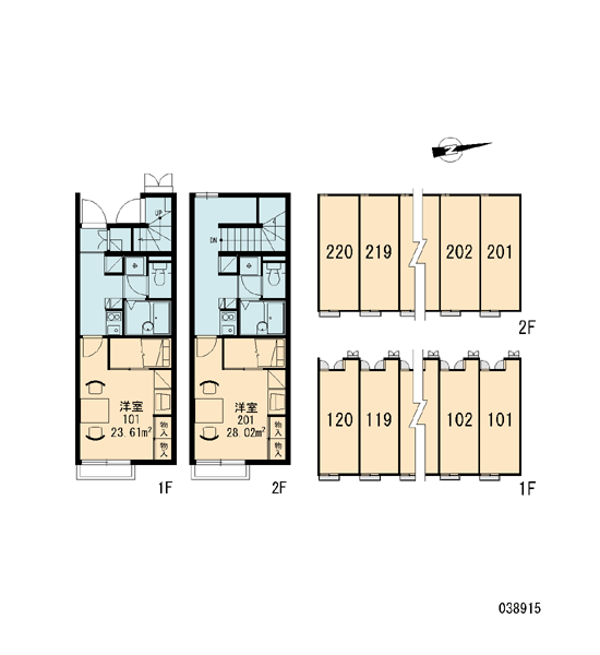 レオパレスメルベーユ ノール(1K/1階)の間取り写真