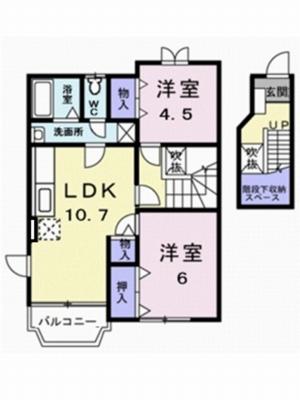 クレメント余戸D(2LDK/2階)の間取り写真