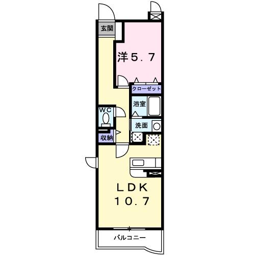 プロムナードK(1LDK/2階)の間取り写真