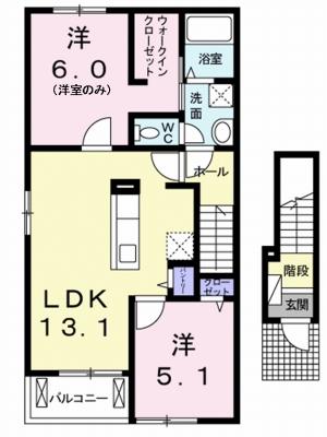 フローリッシュ(2LDK/2階)の間取り写真