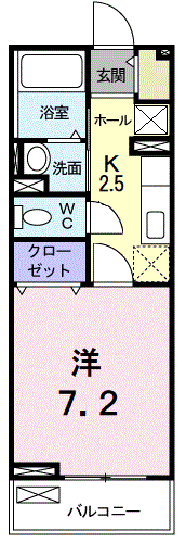 ジェルメ・メジェール山越(1K/2階)の間取り写真