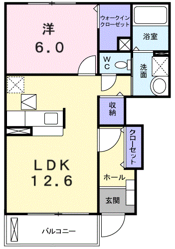 ファスタージュⅢ(1LDK/1階)の間取り写真