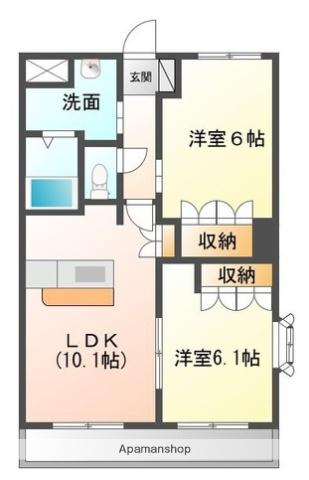 サンライズ・M(2LDK/2階)の間取り写真