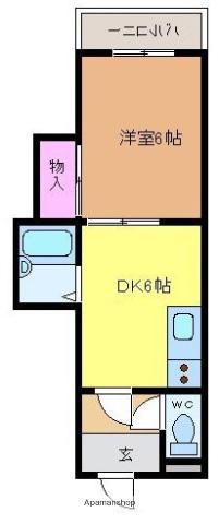 健マンション(1DK/4階)の間取り写真