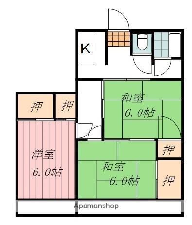 脇田アパート(3K/3階)の間取り写真