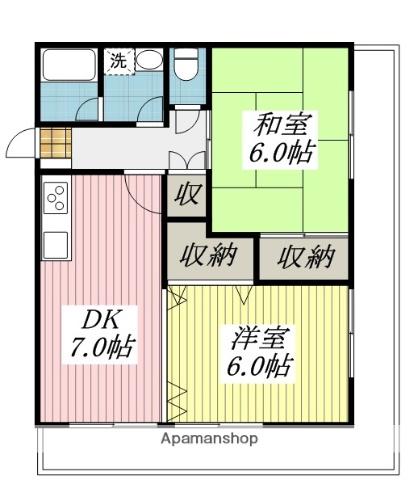 メモリー竹原(2DK/5階)の間取り写真