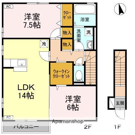 バリュアブル C棟(2LDK/2階)の間取り写真