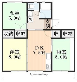 江戸マンション(3DK/4階)の間取り写真