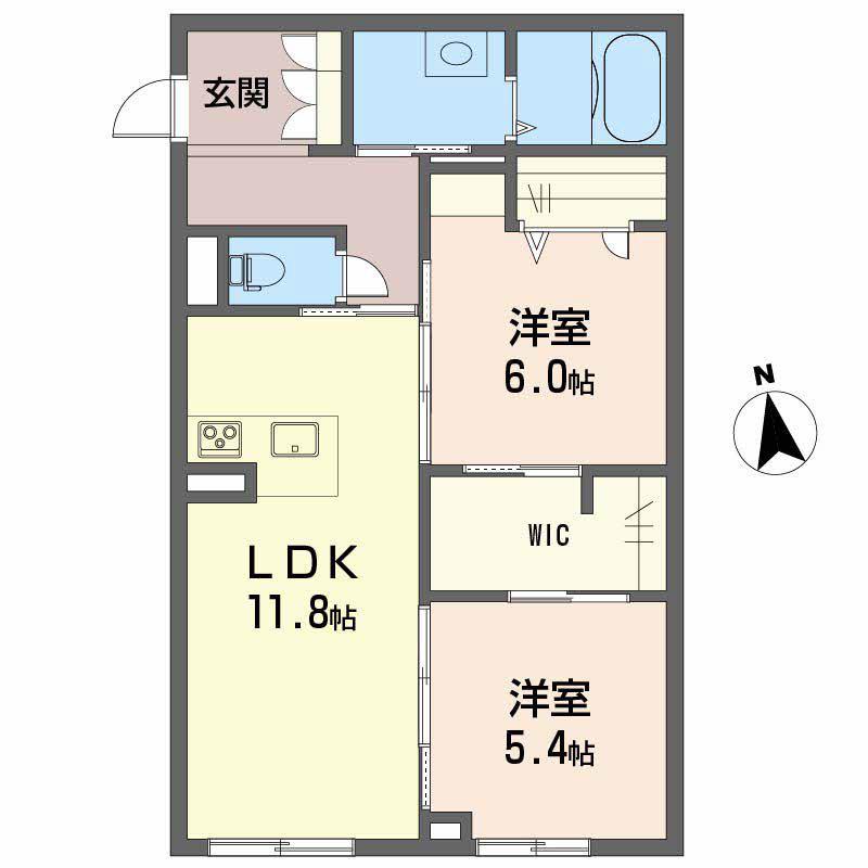 ベレオ生石(2LDK/1階)の間取り写真
