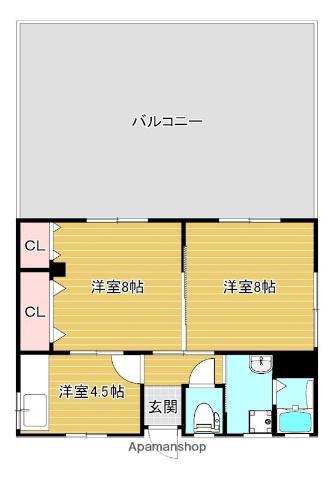 余戸西國西(2DK/2階)の間取り写真