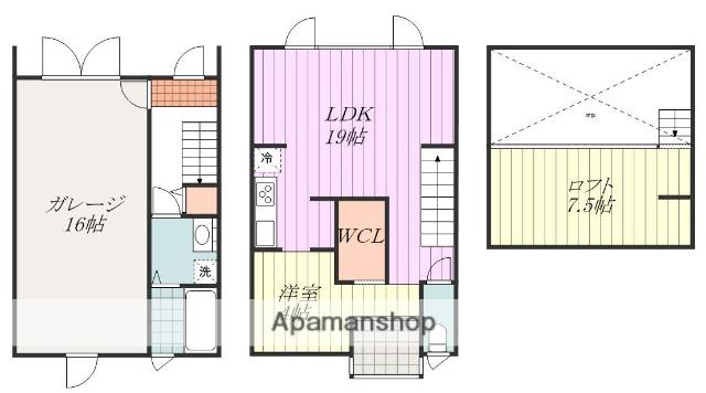 MS GARAGE イースト(1LDK/1階)の間取り写真