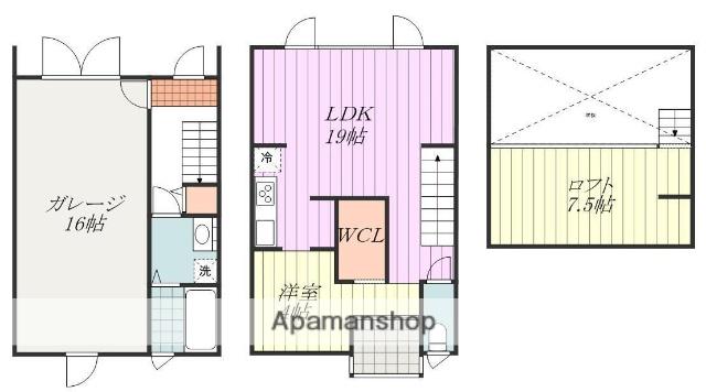 MS GARAGE イースト(1LDK/1階)の間取り写真