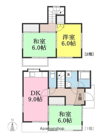 愛媛県松山市 2階建 築33年(3DK)の間取り写真